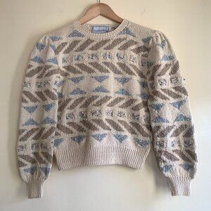 VINTAGE 80s Needleworks Medium Knit Sweater Pullover Women's Size S